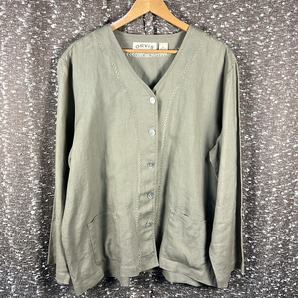 Orvis Linen‎ Button Up Long Sleeve Shirt